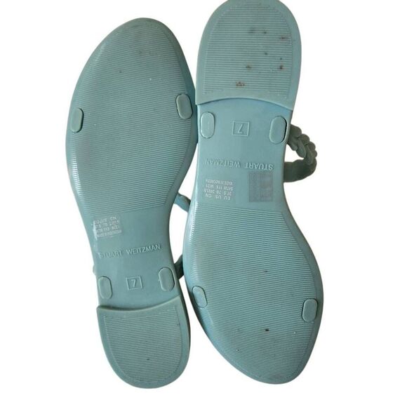 Stuart Weitzman Womens Semi-Shine Rubber Braida Sawyer Jelly Sandals Aqua Sz 7B - Picture 8 of 11